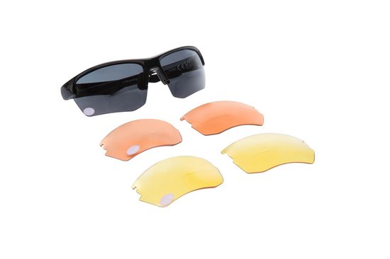 Urbanium Terra 1.5 bifocale zonnebril met extra sets oranje en gele avond- en nachtglazen. Leesgedeelte sterkte +1.50, UV400