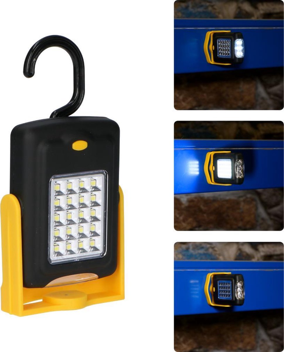 Proventa mini werklamp op batterijen - LED draagbare looplamp met magneet  en haak | bol.com