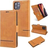 Voor iPhone 12 Max / 12 Pro Business Style Line Splicing Horizontale Flip TPU + PU lederen hoes met kaartsleuven & houder & portemonnee (bruin)