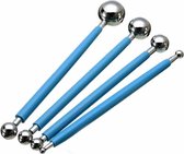 5 sets 4 in 1 roestvrij staal sferische carving groep pil stok fondant klei gekleurde klei carving tool set (blauw)