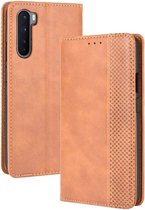 Voor OnePlus Nord Magnetische Gesp Retro Crazy Horse Textuur Horizontale Flip Leren Case met Houder & Kaartsleuven & Fotolijst (Bruin)