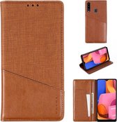 Voor Samsung Galaxy A20s MUXMA MX109 Horizontale lederen flip case met houder & kaartsleuf & portemonnee (bruin)