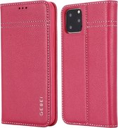 Voor iPhone 11 Pro Max GEBEI Bovennerf lederen horizontale flip beschermhoes met houder en kaartsleuven (rose rood)