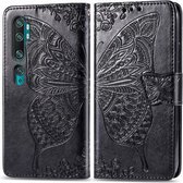 Voor Xiaomi Mi CC9 Pro / Note 10 / Note 10 Pro Butterfly Love Flower Reliëf Horizontale Flip lederen tas met beugel Lanyard Kaartsleuf Portemonnee (zwart)