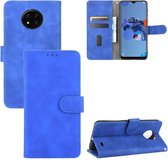 Voor Oukitel C19 Effen Kleur Huid Voel Magnetische Gesp Horizontale Flip Kalf Textuur PU Lederen Case met Houder & Kaartsleuven & Portemonnee (Blauw)
