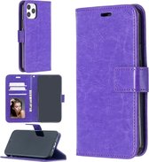 Voor iPhone 12/12 Pro Crazy Horse Texture Horizontale Flip lederen hoes met houder & kaartsleuven & portemonnee & fotolijst (paars)