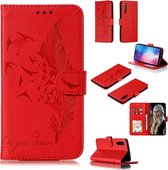 Feather Pattern Litchi Texture Horizontale Flip lederen tas met portemonnee & houder & kaartsleuven voor Geschikt voor Xiaomi Mi 9 (rood)
