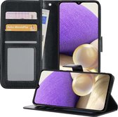 Hoesje Geschikt voor Samsung A32 5G Hoesje Book Case Hoes Wallet Cover - Hoes Geschikt voor Samsung Galaxy A32 5G Hoesje Bookcase Hoes - Zwart