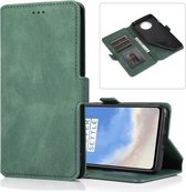 Voor OnePlus 7T Retro Magnetische Sluiting Horizontale Leren Flip Case met Houder & Kaartsleuven & Fotolijst & Portemonnee (Donkergroen)