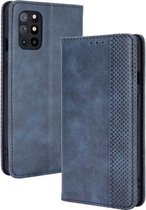 Voor OnePlus 8T Magnetische Gesp Retro Crazy Horse Textuur Horizontale Flip Leren Case met Houder & Kaartsleuven & Fotolijst (Blauw)