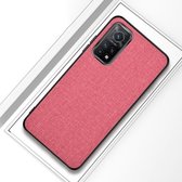 Voor Xiaomi Mi 10T Pro 5G schokbestendige stoffen textuur PC + TPU beschermhoes (modern roze)