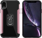 PC + TPU + metalen schokbestendige beschermhoes met ringhouder voor iPhone XR (roségoud)