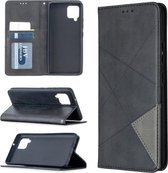 Voor Samsung Galaxy A42 5G Rhombus Texture Horizontale Flip Magnetische Leren Case met Houder & Kaartsleuven & Portemonnee (Zwart)