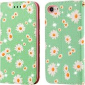 Voor iPhone SE 2020/8/7 Glinsterende Daisy Magnetische Horizontale Flip Leren Case met Houder & Kaartsleuven & Fotolijst (Groen)