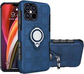 Voor iPhone 12 Pro Max 2 in 1 Cube PC + TPU beschermhoes met 360 graden draaien zilveren ringhouder (marineblauw)