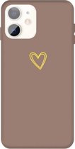 Voor iPhone 11 Golden Love-heart Pattern Colorful Frosted TPU telefoon beschermhoes (kaki)