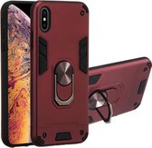 Voor iPhone XS Max 2 in 1 Armor Series PC + TPU beschermhoes met ringhouder (Wnie Red)