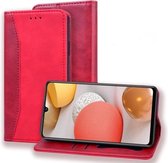 Voor Samsung Galaxy A42 5G Zakelijke stiksels Horizontale flip lederen tas met dubbele vouw & beugel & kaartsleuven & fotolijst & portemonnee (rood)