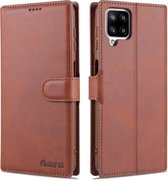 Voor Samsung Galaxy A12 AZNS Kalfsstructuur Horizontale Flip Leren Case met Houder & Kaartsleuven & Portemonnee & Fotolijst (Bruin)