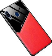 Voor Samsung Galaxy A20e All-inclusive leer + organisch glas beschermhoes met metalen ijzeren plaat (rood)