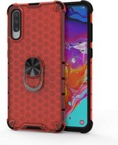 Voor Samsung Galaxy A70 schokbestendige honingraat pc + TPU ringhouder beschermhoes (rood)