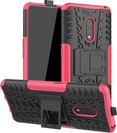 Voor OPPO Realme X Tyre Texture Shockproof TPU + PC beschermhoes met houder (roze)
