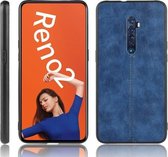 Voor Oppo Reno2 Schokbestendig Naaien Koe Patroon Huid PC + PU + TPU Case (Blauw)