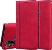 Voor Samsung Galaxy M31 Frosted Business Magnetische horizontale Flip PU lederen tas met houder & kaartsleuf & lanyard (rood)