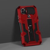 Voor Motorola Moto One 5G Ace Vanguard Warrior All-inclusive Dubbelkleurig schokbestendig TPU + pc-beschermhoes met houder (rood)