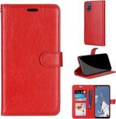 Voor OPPO A52 / A92 / A72 5G Pure Kleur Horizontale Flip PU lederen tas met houder & kaartsleuven & portemonnee & fotolijst (rood)