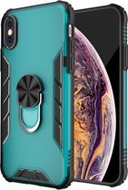 Magnetische matte pc + matte TPU schokbestendige hoes met ringhouder voor iPhone XS Max (glinsterend groen)