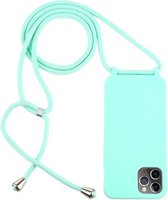 Voor iPhone 12 Pro Max Candy Colors TPU beschermhoes met draagkoord (mintgroen)