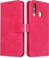 Voor Galaxy A60 Diaobaolee Pure Fresh Texture Horizontale Flip Leather Case, met houder & kaartsleuf & portemonnee & fotolijst (rood)