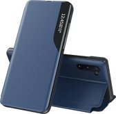 Voor Samsung Galaxy Note 10 Plus zijscherm magnetisch schokbestendig horizontaal flip lederen tas met houder (blauw)