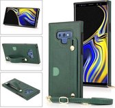 Voor Samsung Galaxy Note9 polsband PU + TPU schokbestendige beschermhoes met crossbody lanyard & houder & kaartsleuf (groen)