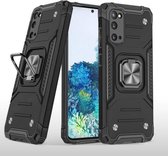 Voor Samsung Galaxy S20 magnetisch pantser schokbestendig TPU + pc-hoesje met metalen ringhouder (zwart)