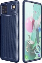 Voor LG K92 5G koolstofvezel textuur schokbestendig TPU-hoesje (blauw)