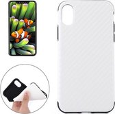 Voor iPhone X / XS koolstofvezel TPU schokbestendige beschermende achterkant van de behuizing (wit)