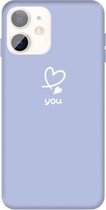 Voor iPhone 11 Love-heart Letter Pattern Colorful Frosted TPU telefoon beschermhoes (lichtpaars)