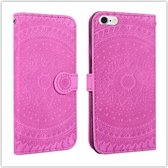 Voor iPhone 6s Plus Pressed Printing Pattern Horizontale Flip PU Leather Case, met houder & kaartsleuven & portemonnee & & Lanyard (violet)