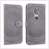 Voor Sony Xperia L2 Pressed Printing Pattern Horizontale Flip PU Leather Case met houder & kaartsleuven & portemonnee & & Lanyard (grijs)