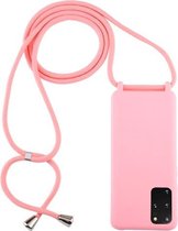 Voor Galaxy S20 + Candy Color TPU beschermhoes met draagkoord (roze)