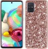 Voor Samsung Galaxy A41 glitter poeder schokbestendig TPU beschermhoes (rose goud)