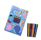 Super Colouring Book - Zee Dieren - Kleurboek - 96 pagina's - incl. Kleurstiften - Tekenset