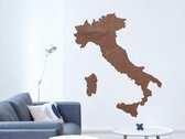 HOUTEN WANDDECORATIE / WOODEN WALL DECORATION - MUURDECORATIE / WALL ART - LANDKAART ITALIË / COUNTRY MAP ITALY - 120 x 142cm - DONKER HOUT / DARK WOOD - WANDFIGUUR ITALIA - ECHT H
