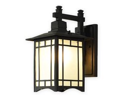 SensaHome Oriental - Klassieke Industriële Tuinlamp Buitenlamp - Luxe Wandlamp met Japans Aziatische Stijl - Zwart