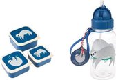 Rex school set met Drinkfles en Snackdoosjes (3 stuks) - Luiaard - Blauw