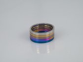 RVS – Elegant – Dames – ring – maat 20 – goudkleurig - met zilverkleurig gezandstraalde.