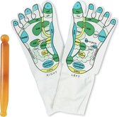J&J Voetreflexologie sokken - Acupunctuur - Drukpunten - Massage sokken - 100% katoen - Wit - Maat 36/44 - Unisex sokken - Voetreflexology - Gezondheid - Tegen Vermoeidheid - Anti Stress - Ve