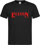 Zwart T shirt met Rood "Eleven" tekst maat L